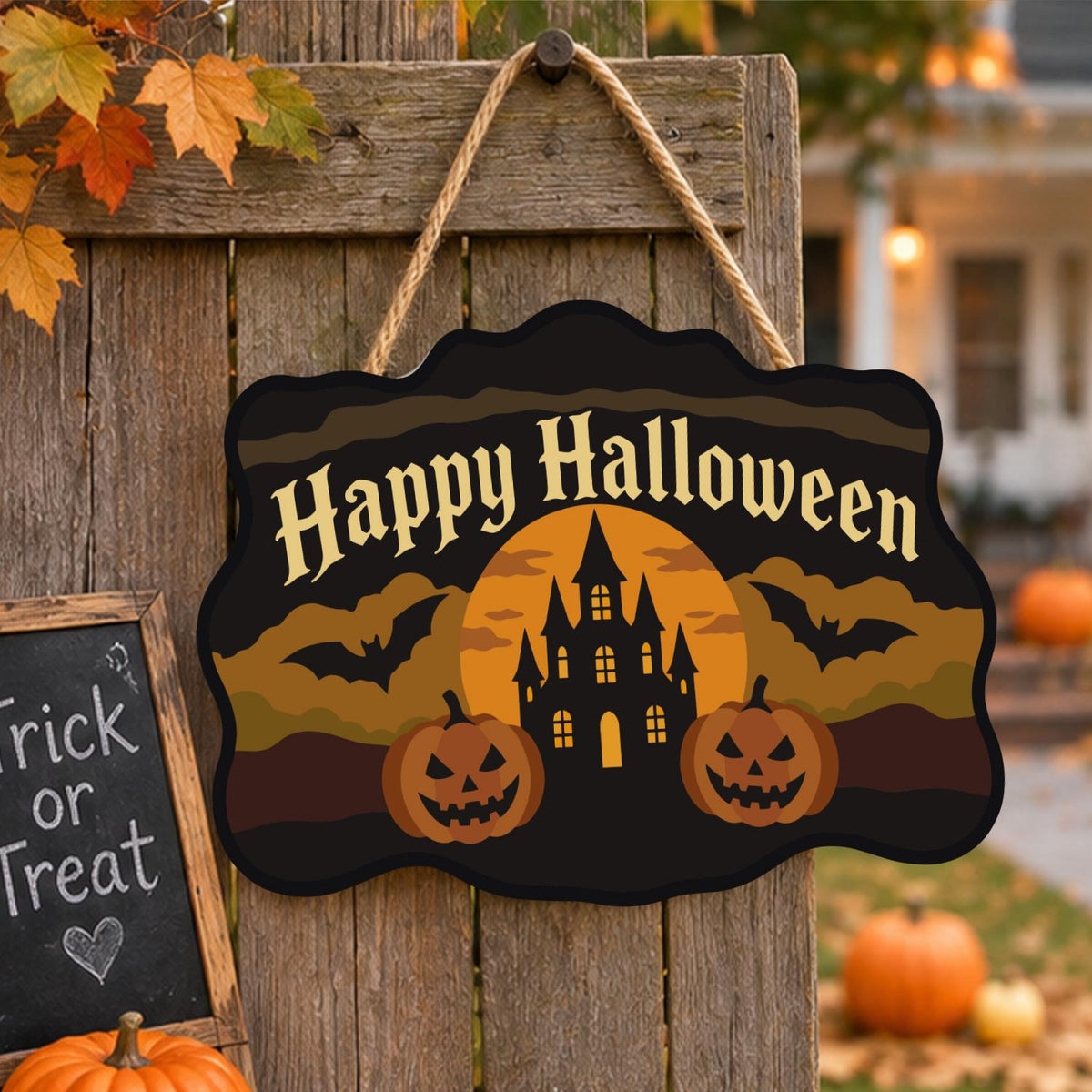 Castle Bats and Pumpkin Pair paint by numbers hanging sign – image 16