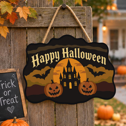 Castle Bats and Pumpkin Pair paint by numbers hanging sign – image 16