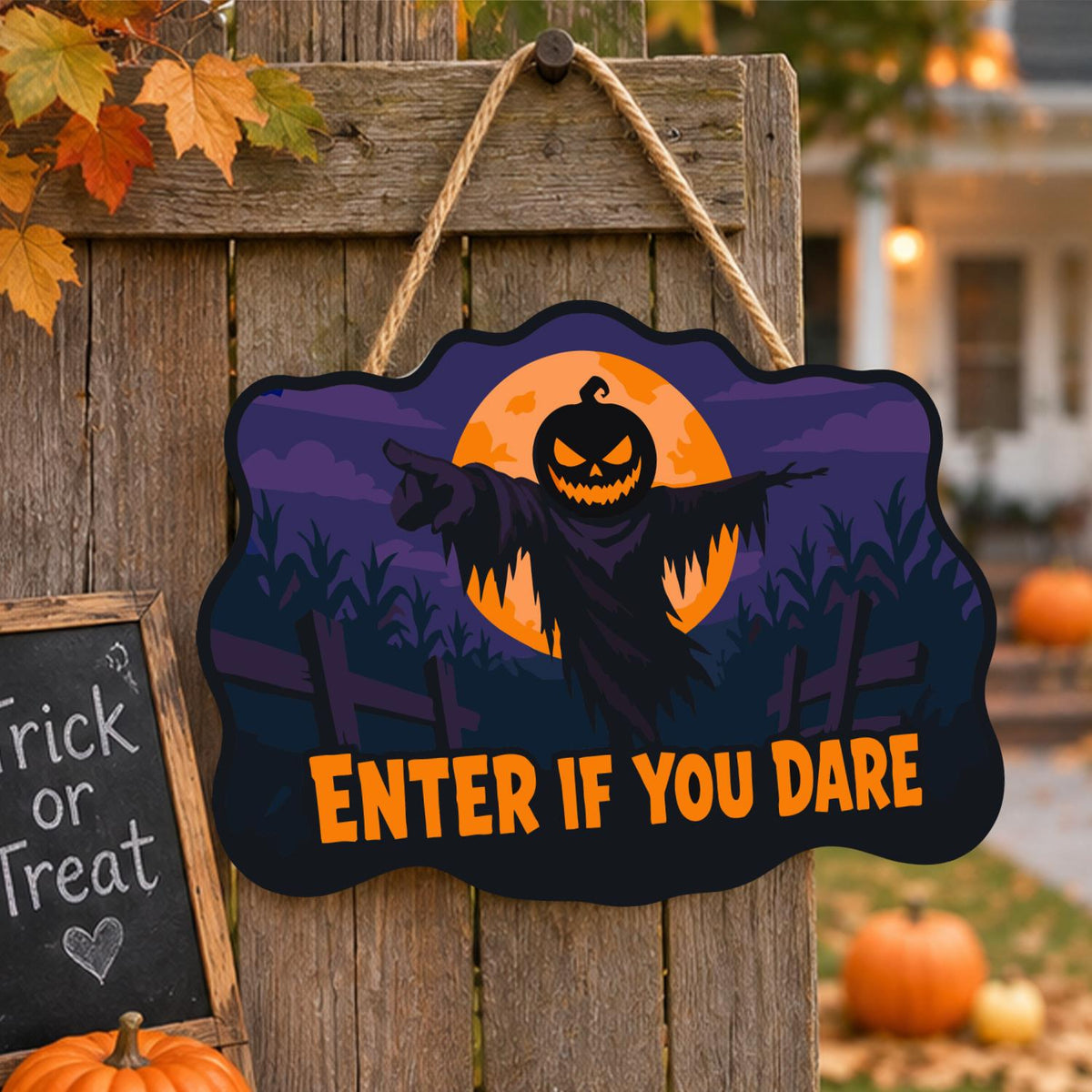Orange Moon Ragged Scarecrow paint by numbers hanging sign – image 16