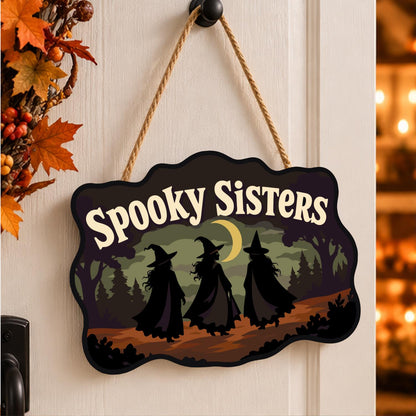 Three Witches on a Moonlit Walk paint by numbers hanging sign – image 15