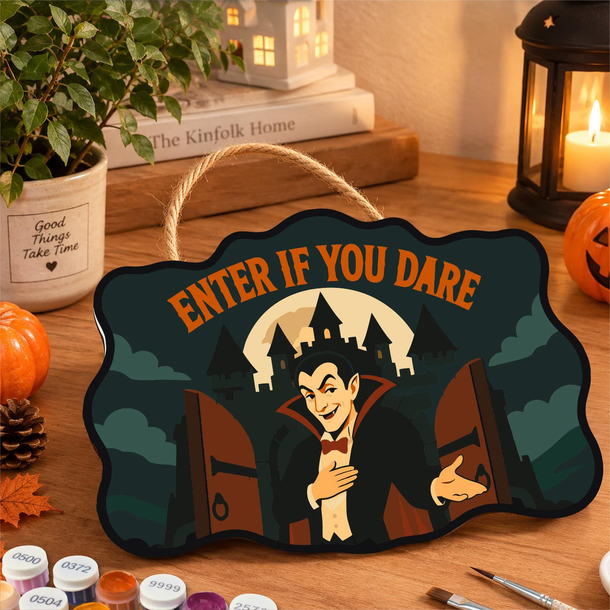 Vampire at the Castle Gates paint by numbers hanging sign – image 8