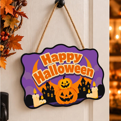 Stacked Pumpkins and Haunted Town paint by numbers hanging sign – image 15