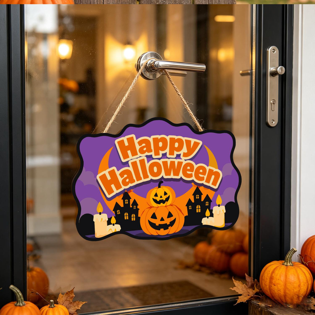 Stacked Pumpkins and Haunted Town paint by numbers hanging sign – image 17