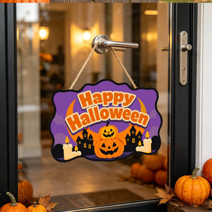 Stacked Pumpkins and Haunted Town paint by numbers hanging sign – image 17