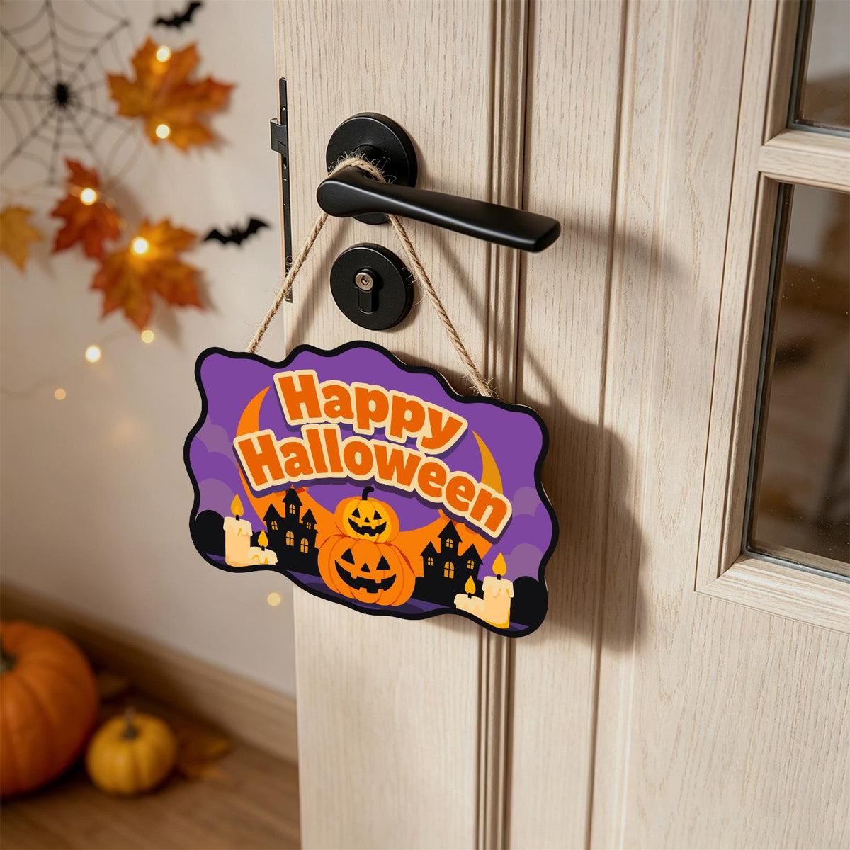 Stacked Pumpkins and Haunted Town paint by numbers hanging sign – image 18