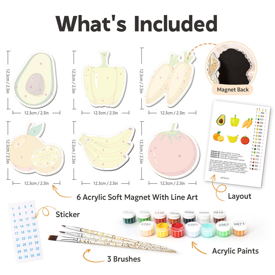 Fridge magnet kit contents