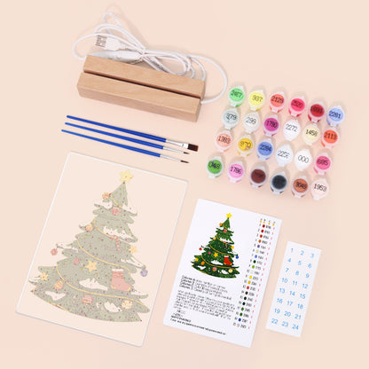 Snow-Dusted Tree with Gold Star paint by numbers light-up sign – image 3