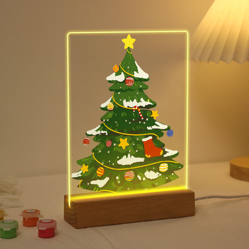Snow-Dusted Tree with Gold Star paint by numbers light-up sign – image 4