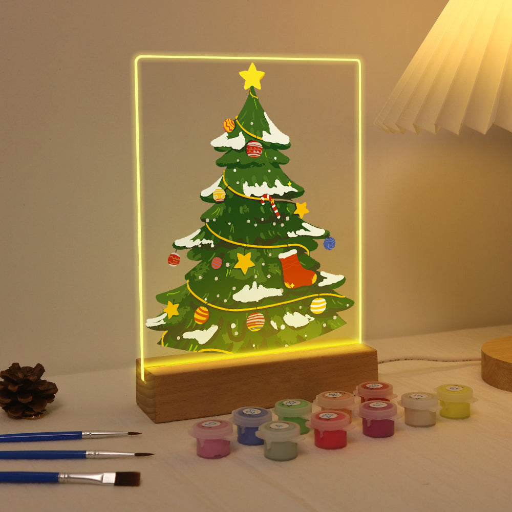 Snow-Dusted Tree with Gold Star paint by numbers light-up sign – image 5