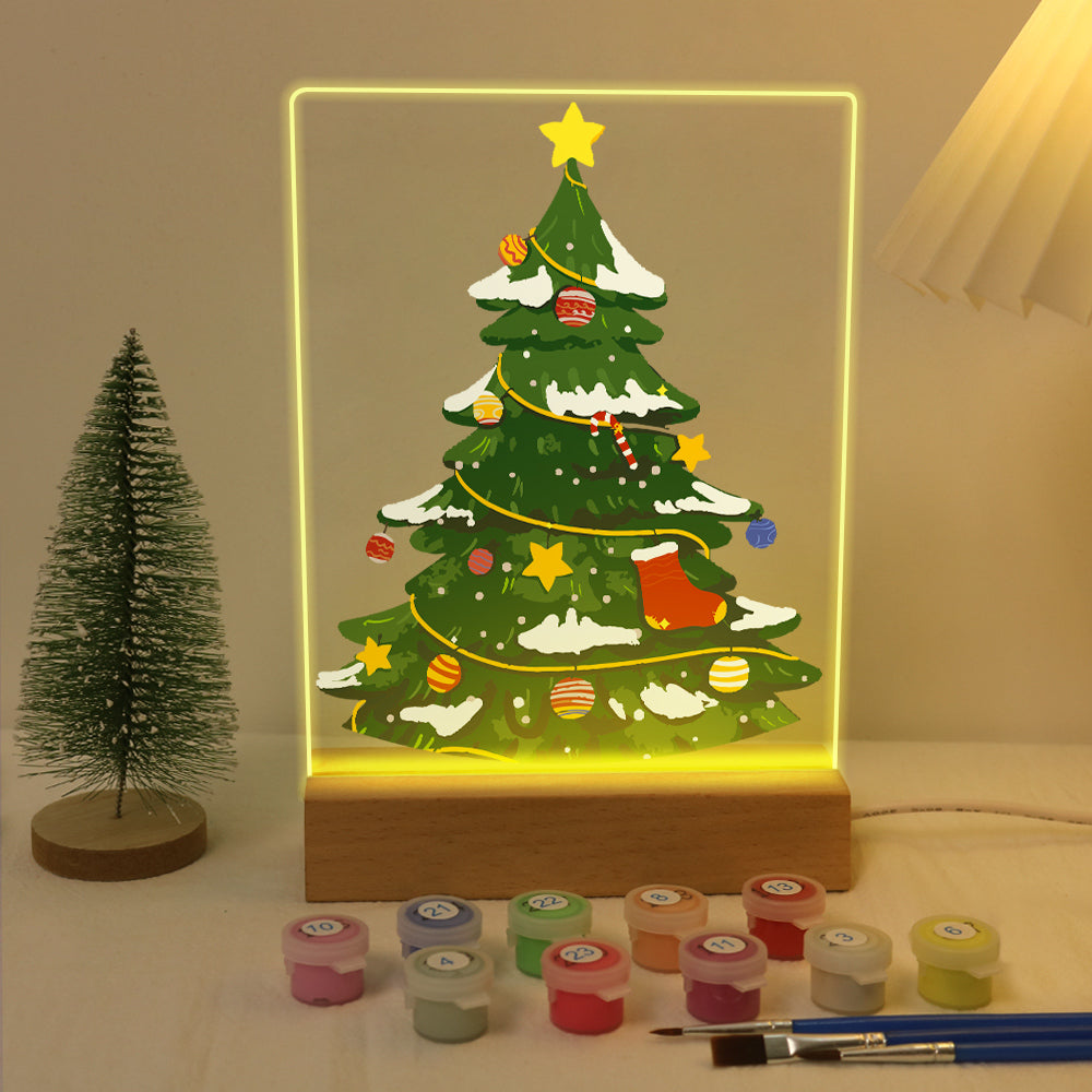 Snow-Dusted Tree with Gold Star paint by numbers light-up sign – image 6