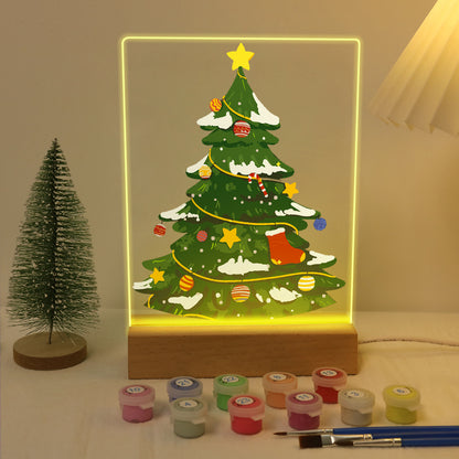 Snow-Dusted Tree with Gold Star paint by numbers light-up sign – image 6