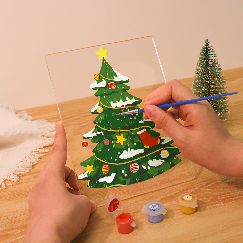 Snow-Dusted Tree with Gold Star paint by numbers light-up sign – image 12