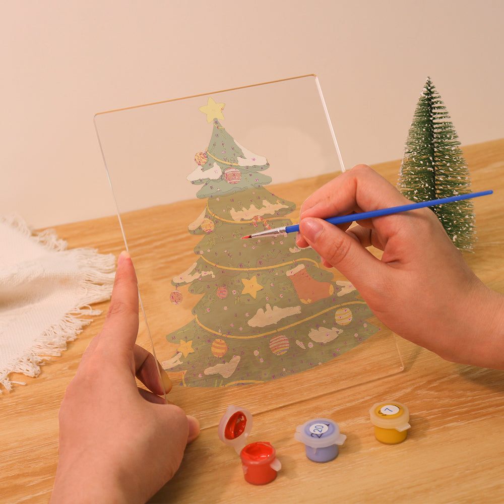 Snow-Dusted Tree with Gold Star paint by numbers light-up sign – image 13
