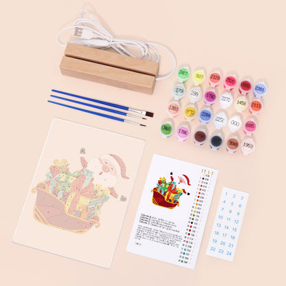 Santa's Sleigh Piled with Presents paint by numbers light-up sign – image 3