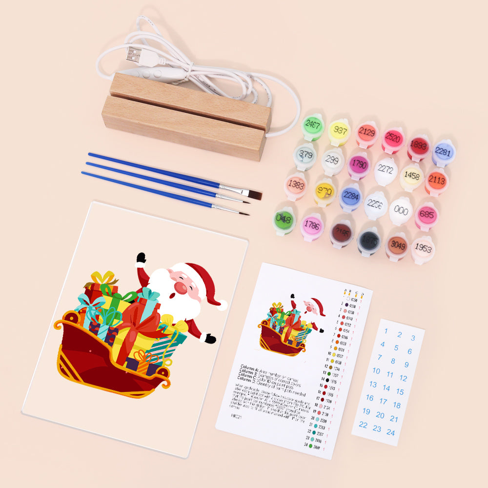 Santa's Sleigh Piled with Presents paint by numbers light-up sign – image 4