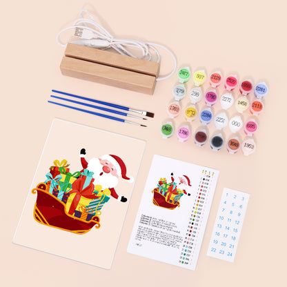 Santa's Sleigh Piled with Presents paint by numbers light-up sign – image 4