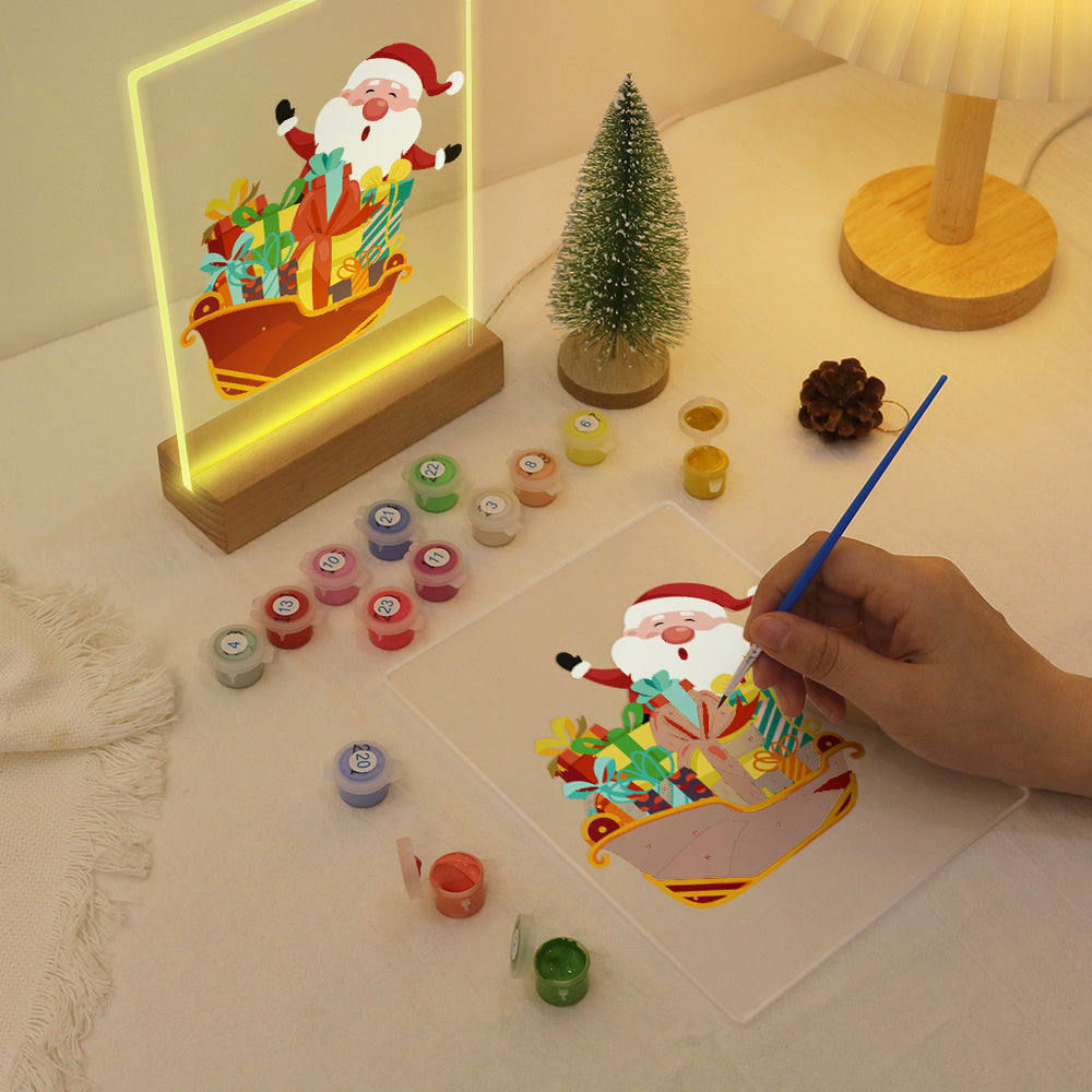 Santa's Sleigh Piled with Presents paint by numbers light-up sign – image 12