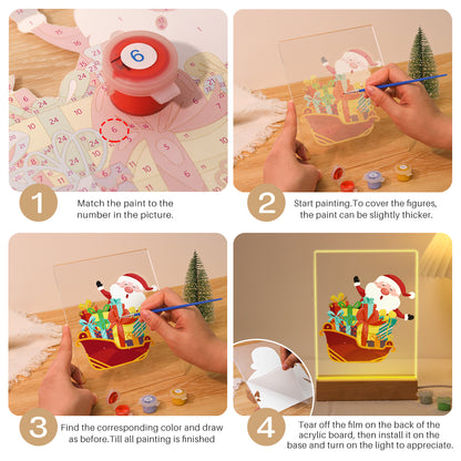 Santa's Sleigh Piled with Presents paint by numbers light-up sign – image 15