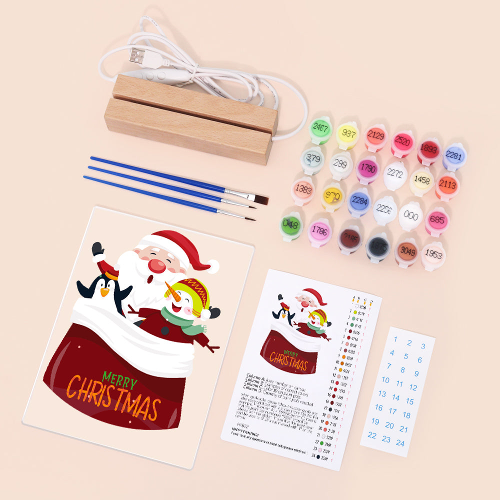 Santa's Sack of Snowy Friends paint by numbers light-up sign – image 3