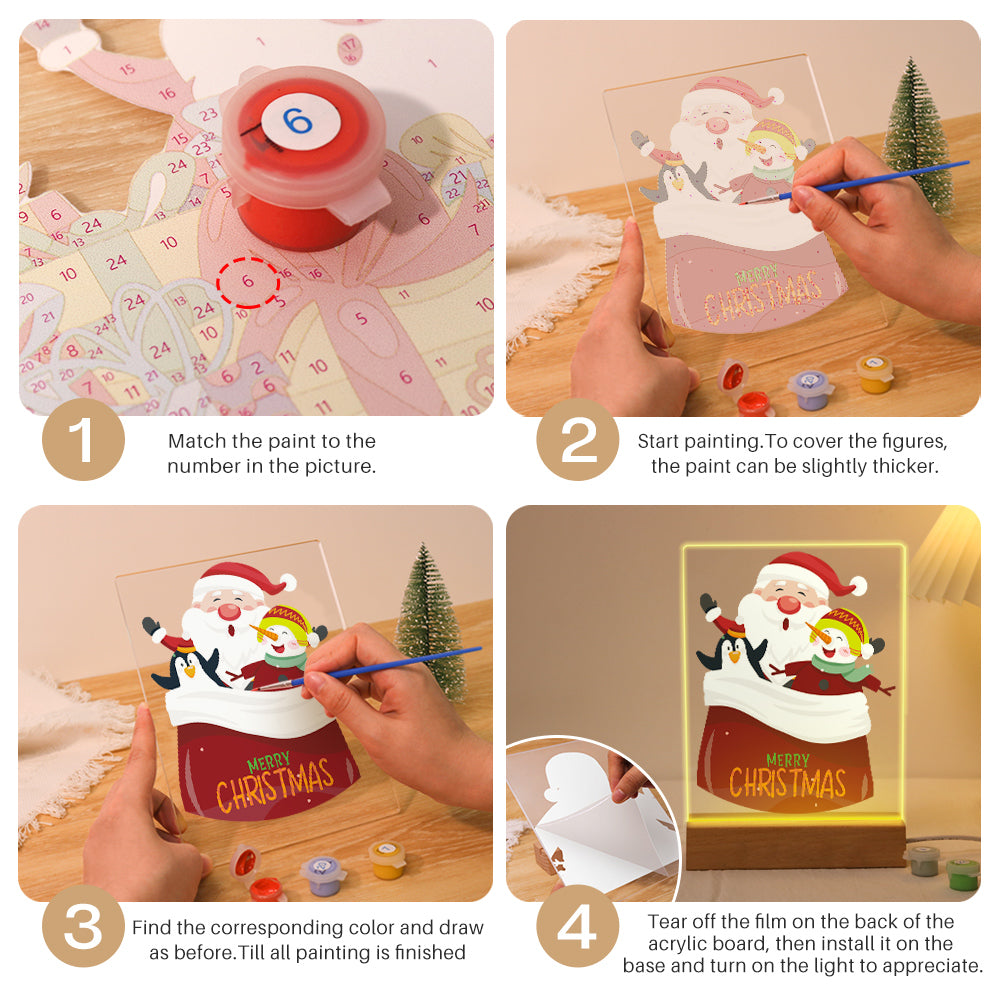 Santa's Sack of Snowy Friends paint by numbers light-up sign – image 14