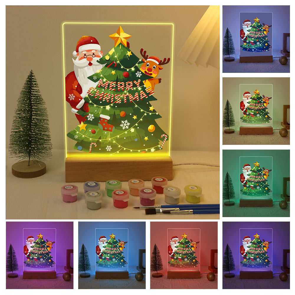 Peekaboo Santa Behind the Tree paint by numbers light-up sign – image 3