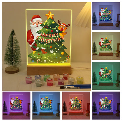 Peekaboo Santa Behind the Tree paint by numbers light-up sign – image 3