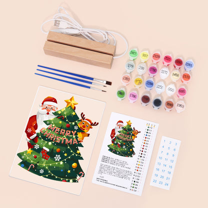 Peekaboo Santa Behind the Tree paint by numbers light-up sign – image 4