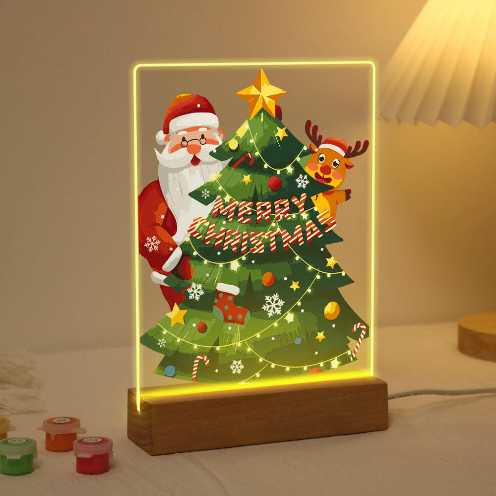 Peekaboo Santa Behind the Tree paint by numbers light-up sign – image 5