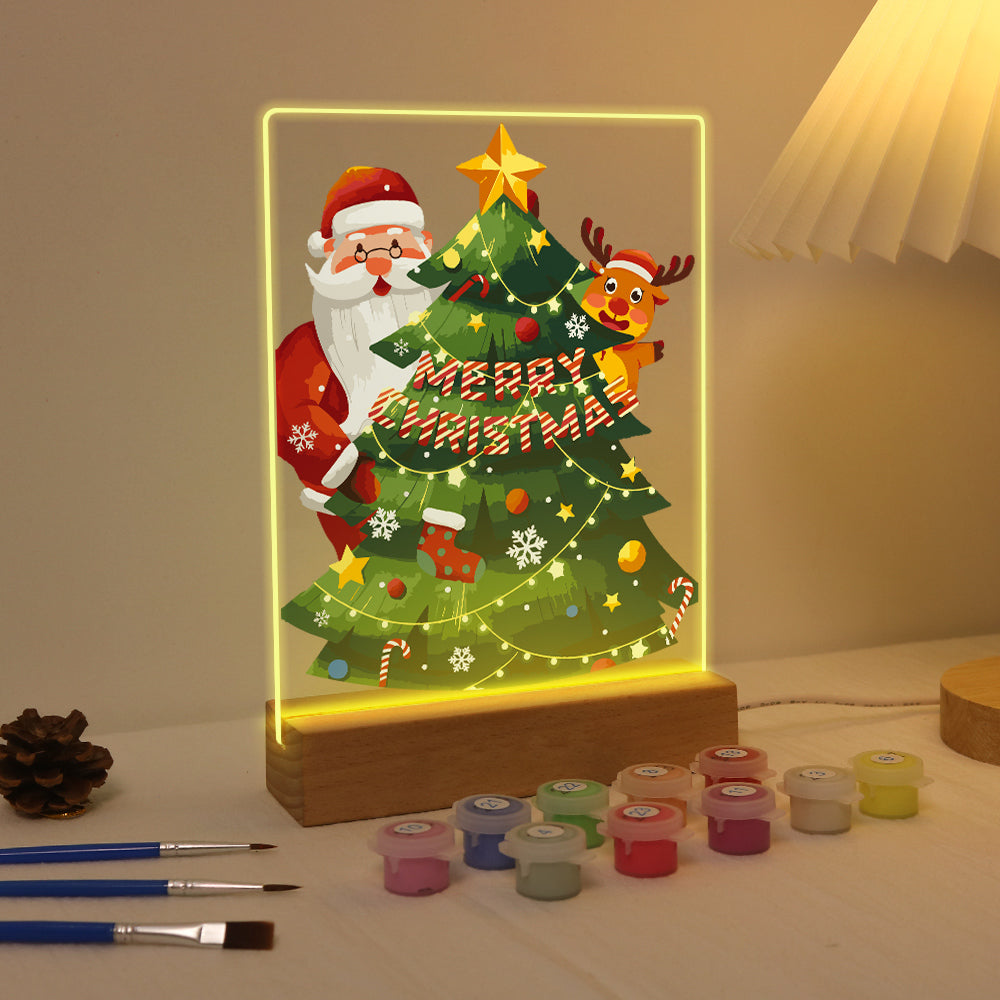 Peekaboo Santa Behind the Tree paint by numbers light-up sign – image 6