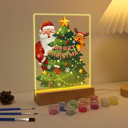 Peekaboo Santa Behind the Tree paint by numbers light-up sign – image 6