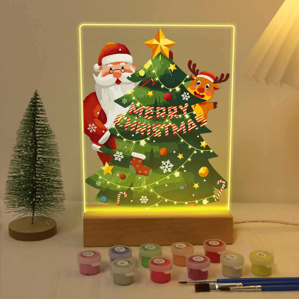 Peekaboo Santa Behind the Tree paint by numbers light-up sign – image 7