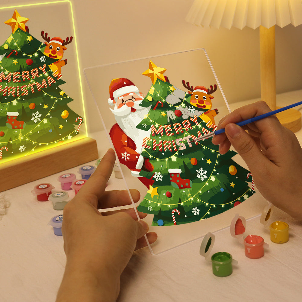 Peekaboo Santa Behind the Tree paint by numbers light-up sign – image 11