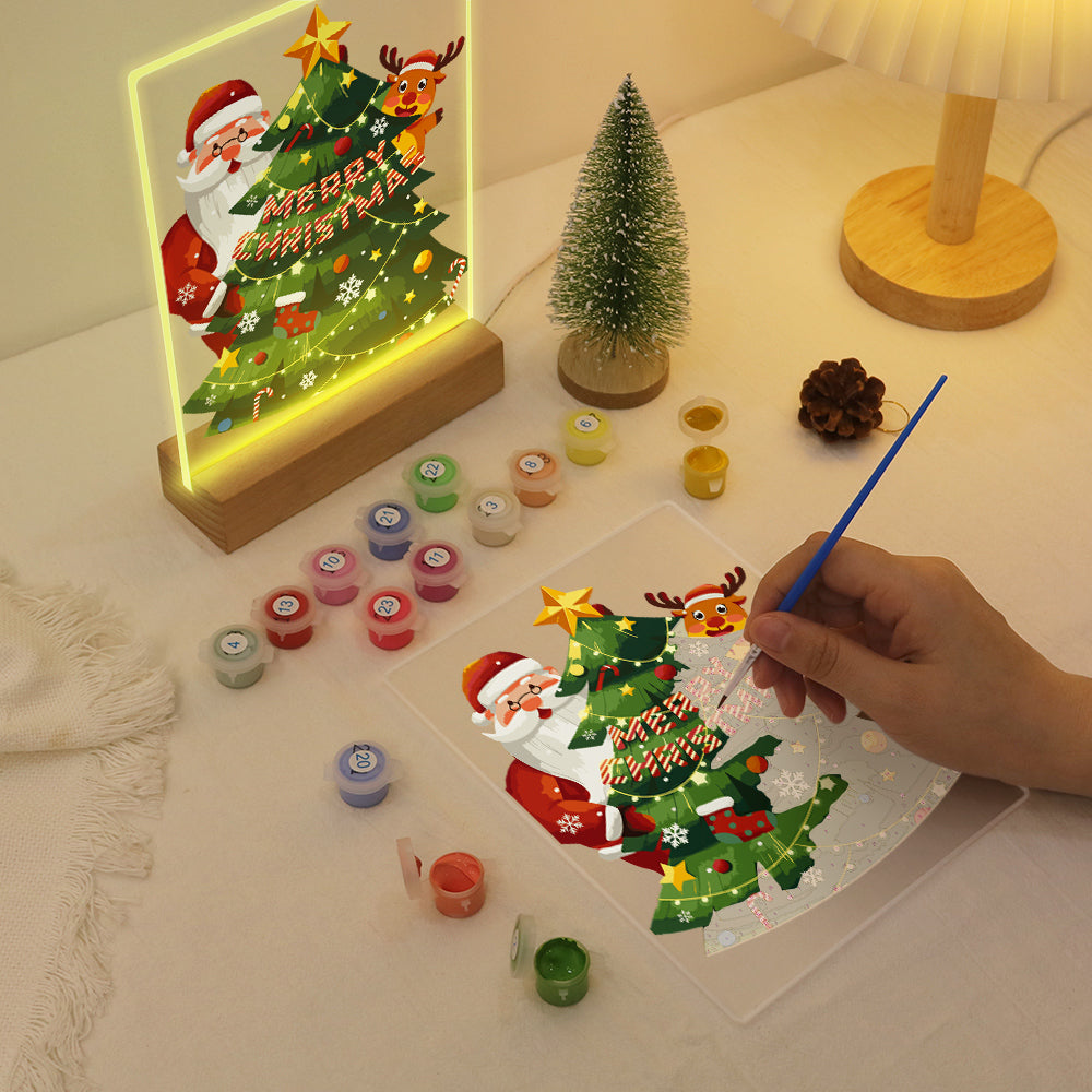 Peekaboo Santa Behind the Tree paint by numbers light-up sign – image 12