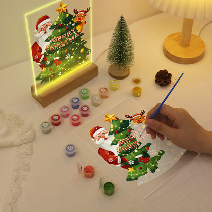 Peekaboo Santa Behind the Tree paint by numbers light-up sign – image 12
