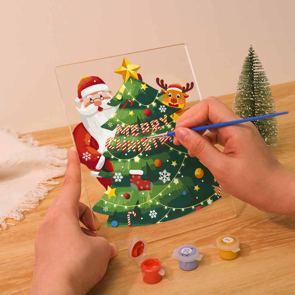 Peekaboo Santa Behind the Tree paint by numbers light-up sign – image 13