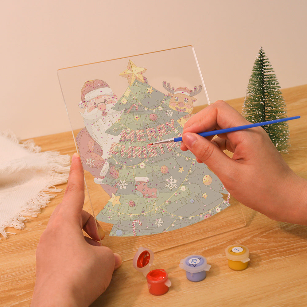 Peekaboo Santa Behind the Tree paint by numbers light-up sign – image 14
