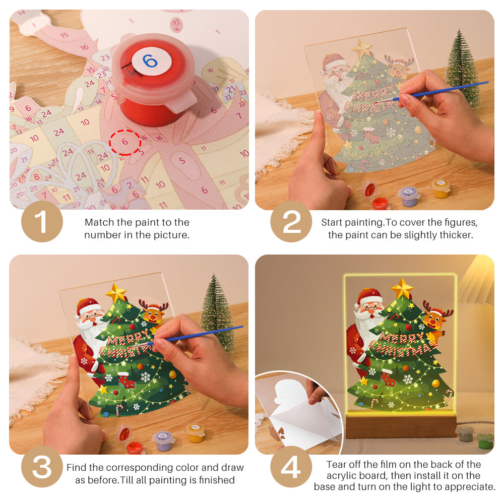 Peekaboo Santa Behind the Tree paint by numbers light-up sign – image 15