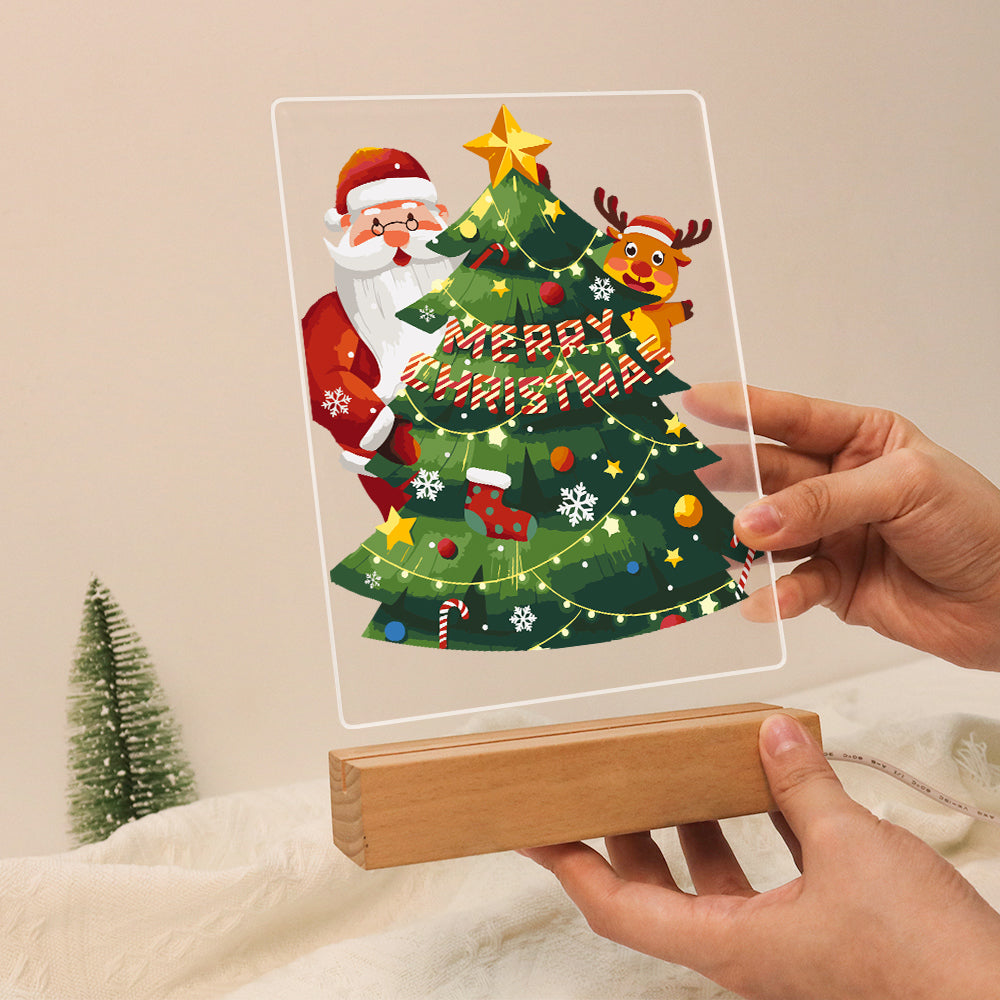 Peekaboo Santa Behind the Tree paint by numbers light-up sign – image 16