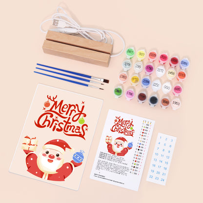 Santa Raising a Gift and Bauble paint by numbers light-up sign – image 3