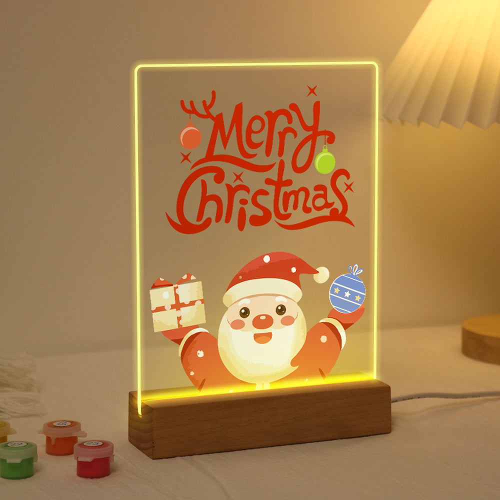 Santa Raising a Gift and Bauble paint by numbers light-up sign – image 4