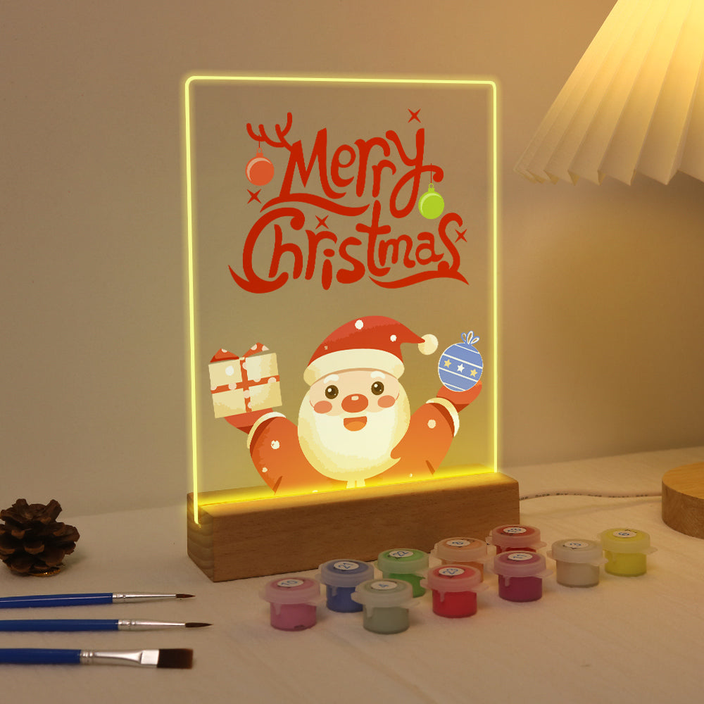 Santa Raising a Gift and Bauble paint by numbers light-up sign – image 5