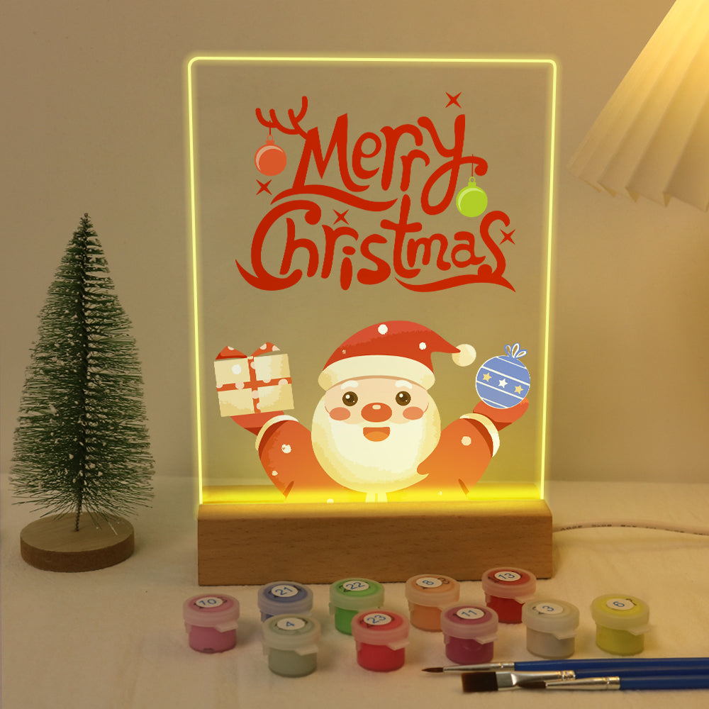 Santa Raising a Gift and Bauble paint by numbers light-up sign – image 6