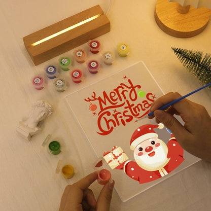 Santa Raising a Gift and Bauble paint by numbers light-up sign – image 8