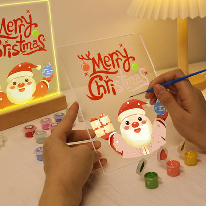 Santa Raising a Gift and Bauble paint by numbers light-up sign – image 10