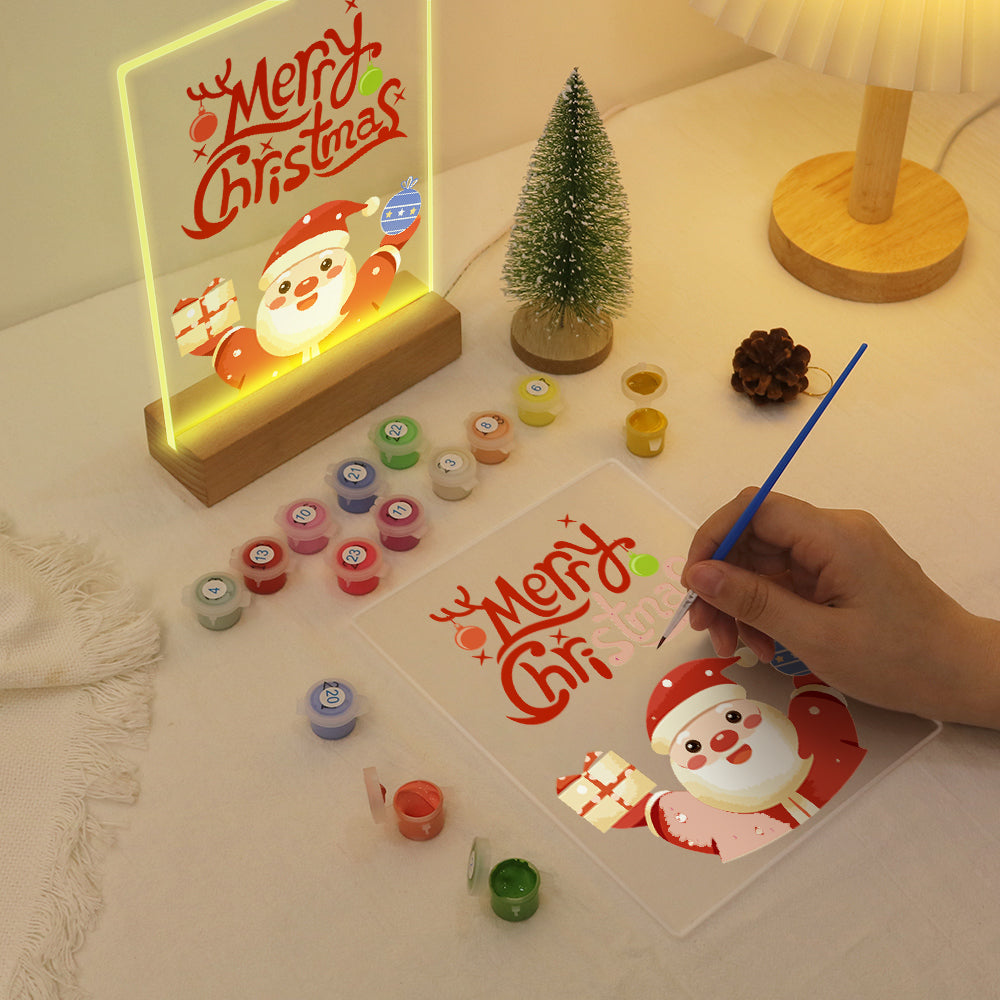 Santa Raising a Gift and Bauble paint by numbers light-up sign – image 11