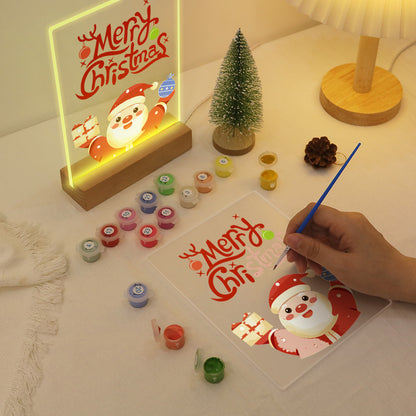 Santa Raising a Gift and Bauble paint by numbers light-up sign – image 11