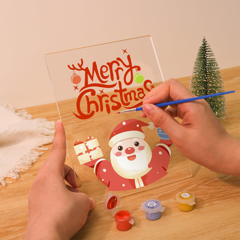 Santa Raising a Gift and Bauble paint by numbers light-up sign – image 13