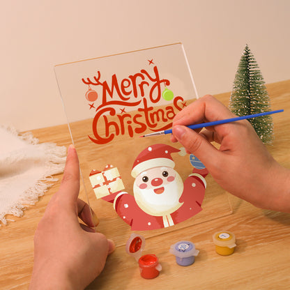 Santa Raising a Gift and Bauble paint by numbers light-up sign – image 13