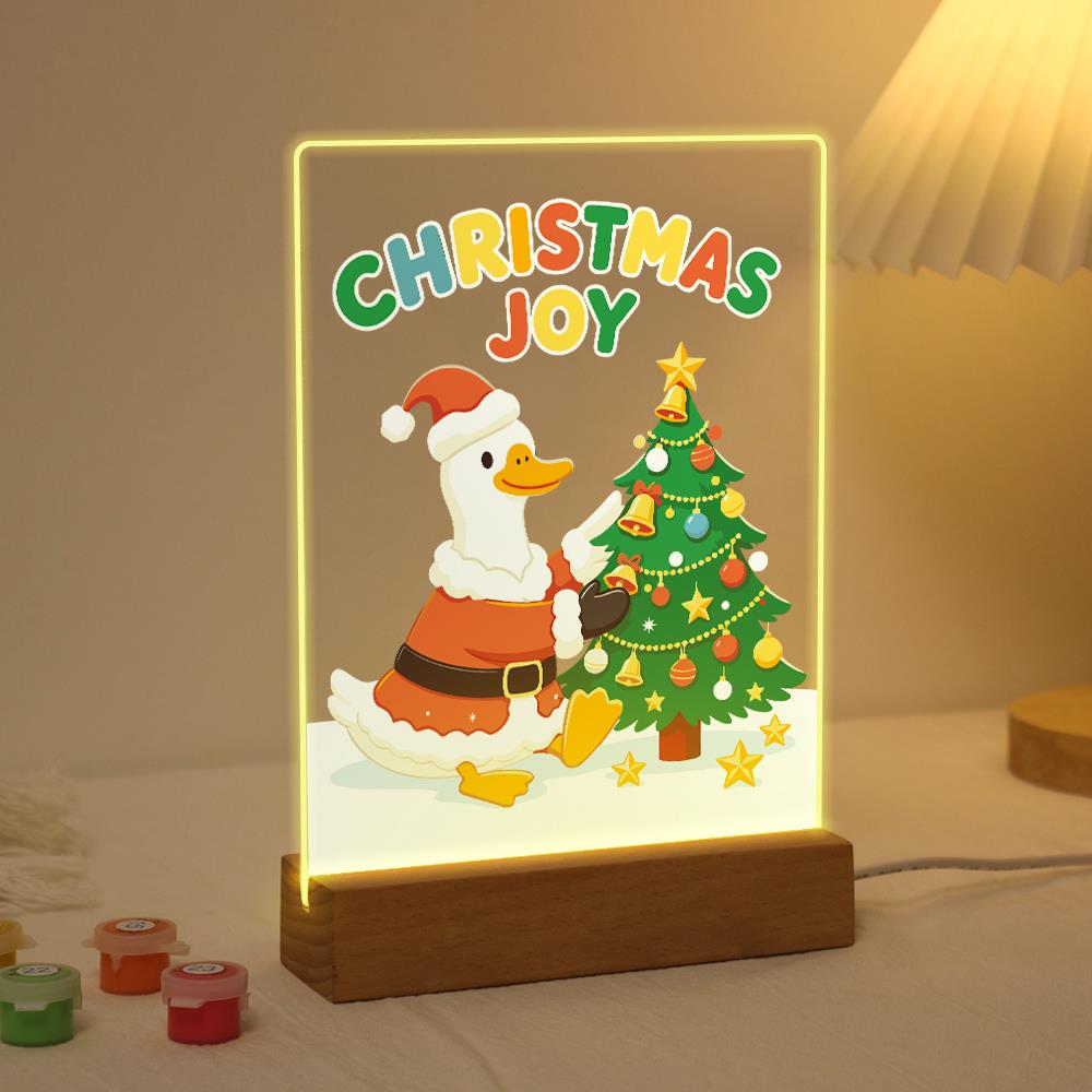 Santa Duck Trimming the Tree paint by numbers light-up sign – image 3