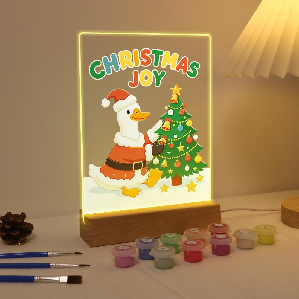 Santa Duck Trimming the Tree paint by numbers light-up sign – image 4